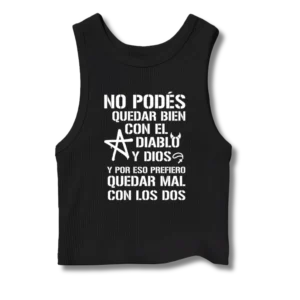 Musculosa crop top Lali 33 No podés quedar bien con el diablo y dios